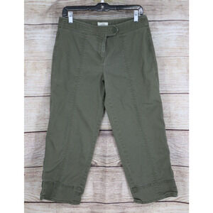 Loft Womens Size 6 Ann Mid Rise Straight Leg Cropped Canvas Pants Olive Green